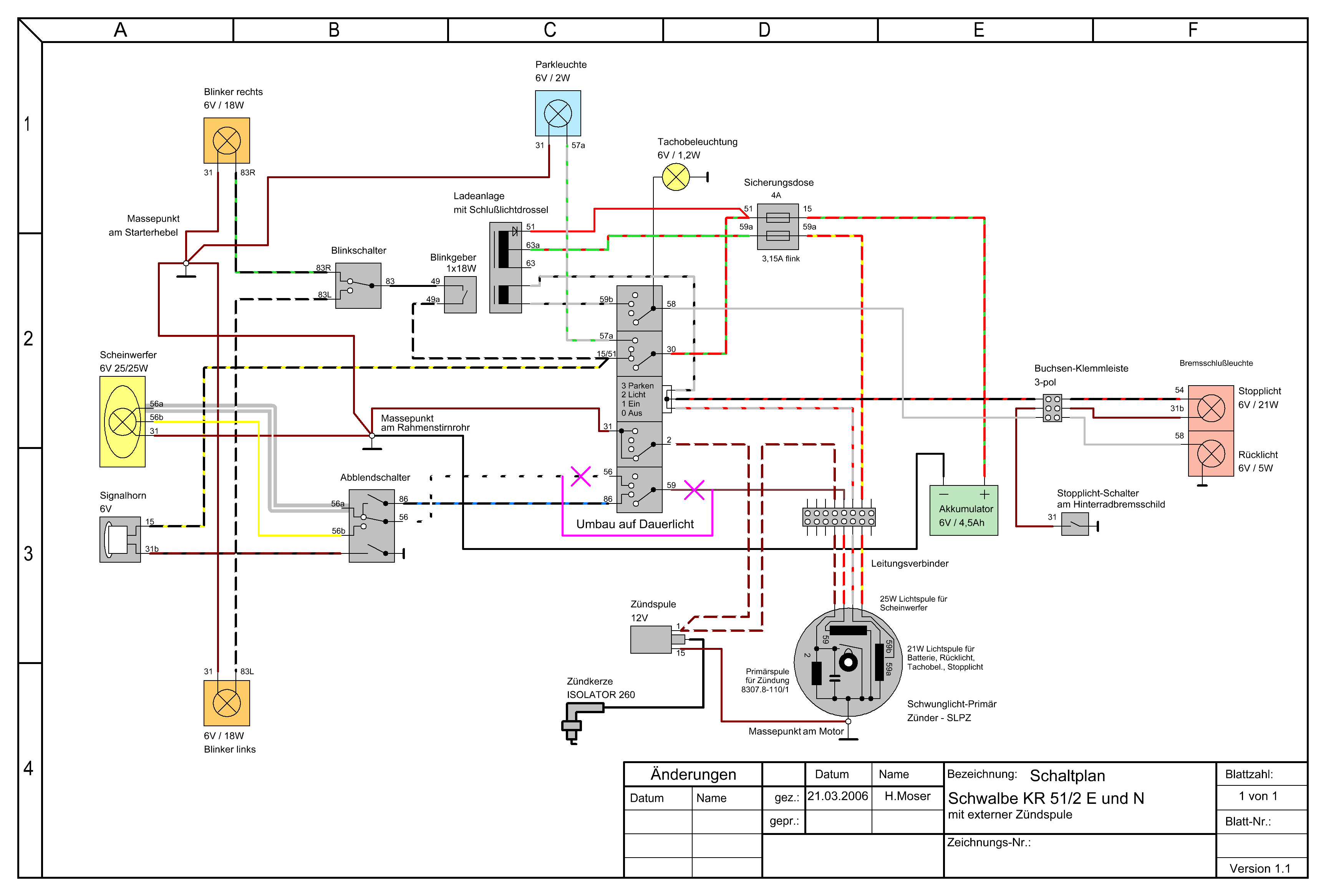 Schaltplan S51 Elektronik 6v Moser